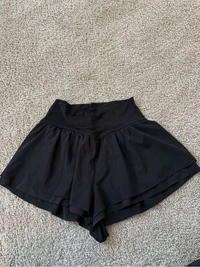 aerie Black High-Waist Layered Skort Shorts